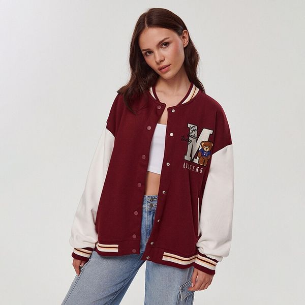 House House - Gornji dio trenirke baseball stila s vezom - Bordo