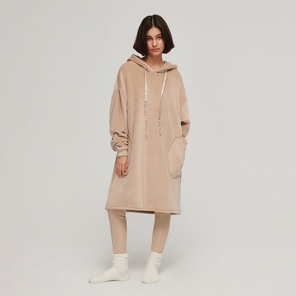 House House - Gornji dio trenirke s kapuljačom i podstavom od flisa - Slonovača