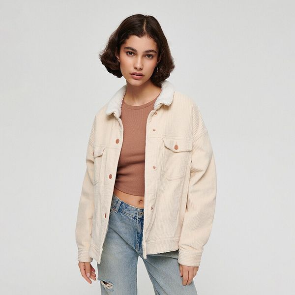 House House - Jakna od rebrastog baršuna - Slonovača