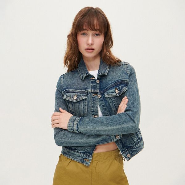 House House - Jakna od trapera isprana izgleda - Plava