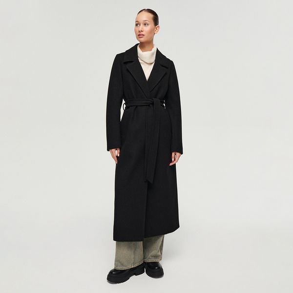 House House - Kaput s pojasom za vezanje oko struka - Crna