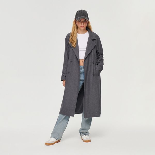 House House - Kaput s pojasom za vezanje oko struka - Siva