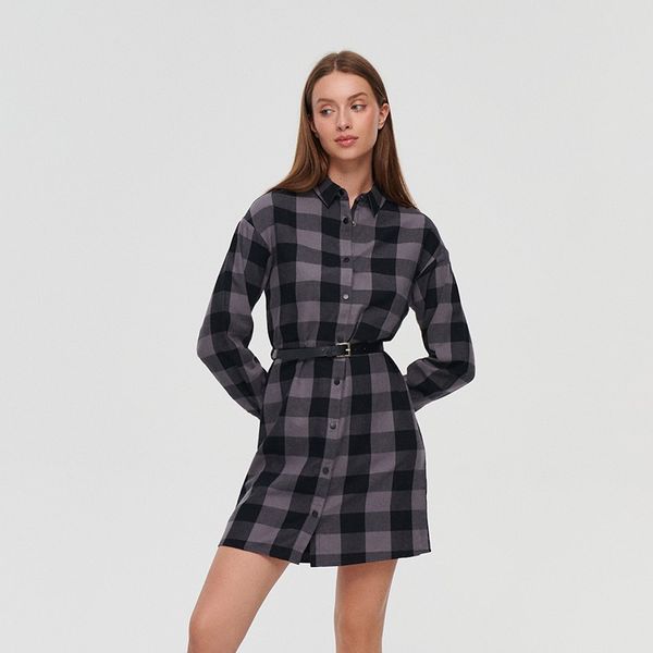 House House - Karirana košulja-haljina - Crna