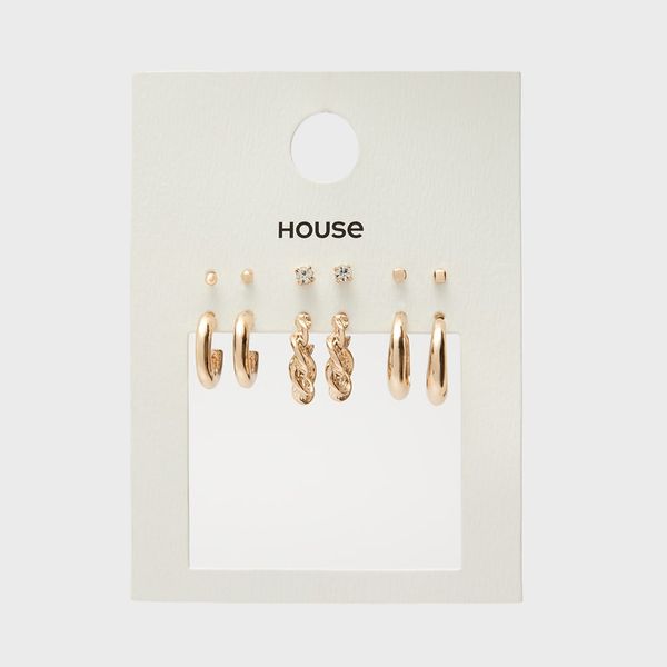 House House - Komplet od 6 pari naušnica - Zlatna