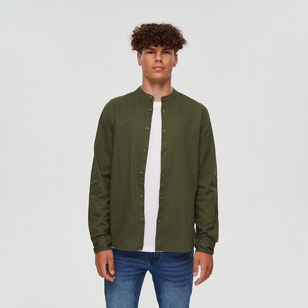 House House - Košulja s podignutim ovratnikom - Zelena