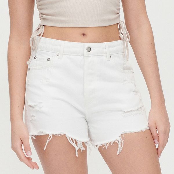 House House - Kratke hlače od trapera s poderotinama - Bijela