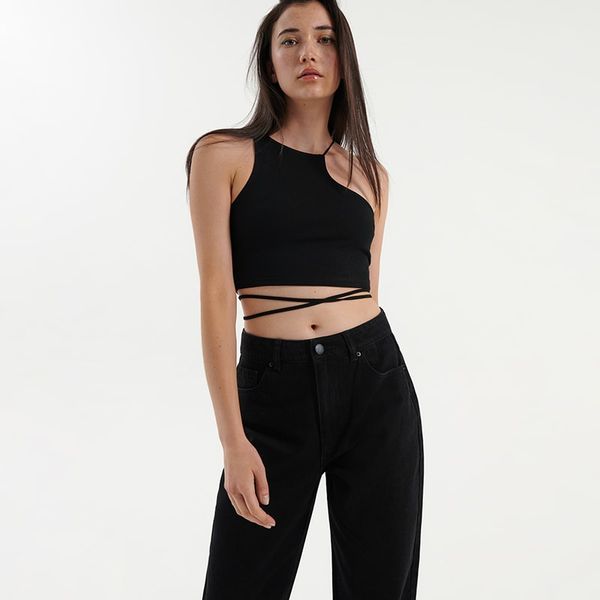 House House - Kratki top na vezanje - Crna