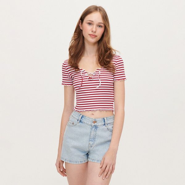 House House - Kratki top na vezanje - Crvena