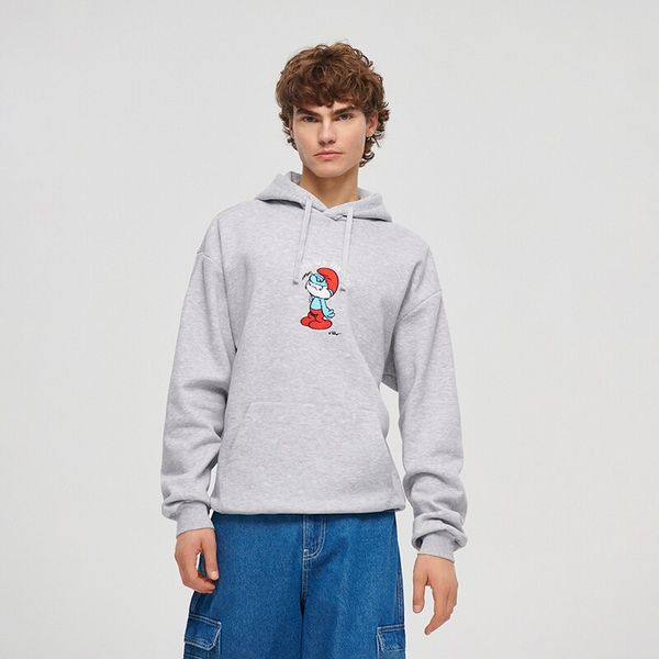 House House - Majica s kapuljačom i vezom The Smurfs - Siva