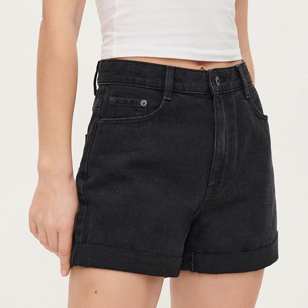 House House - Mom fit kratke hlače od trapera - Crna