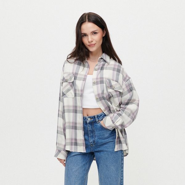 House House - Predimenzionirana karirana košulja - Bež