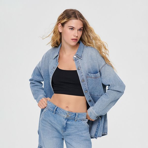 House House - Predimenzionirana košulja od trapera - Plava