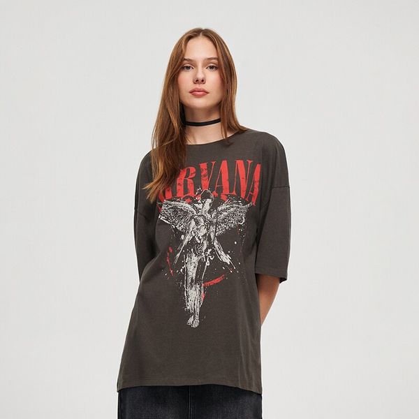 House House - Predimenzionirana majica kratkih rukava Nirvana - Siva