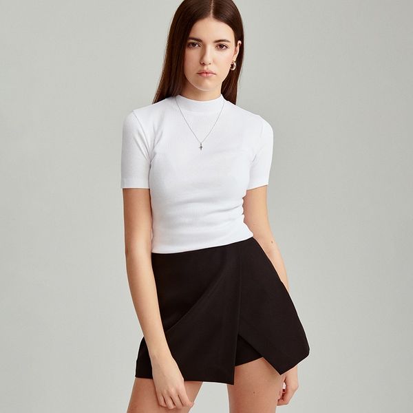 House House - Pripijena bluza s visokim ovratnikom - Bijela