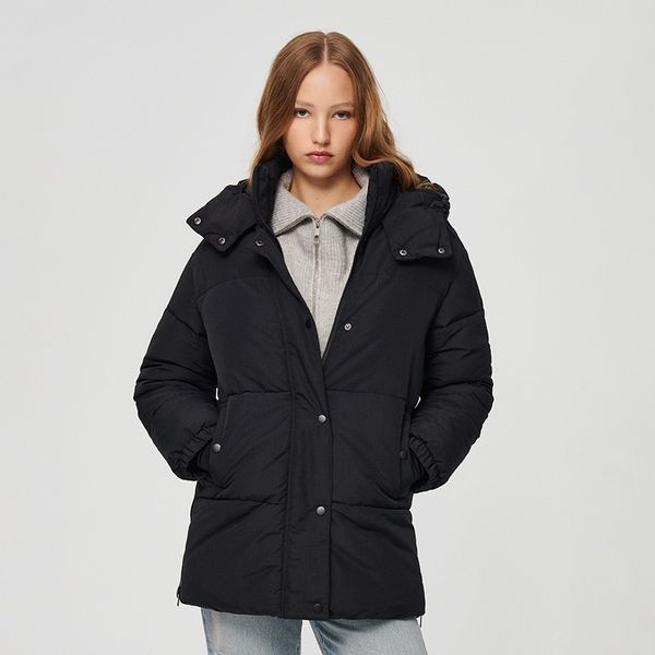 House House - Prošiveni kaput s kapuljačom - Crna