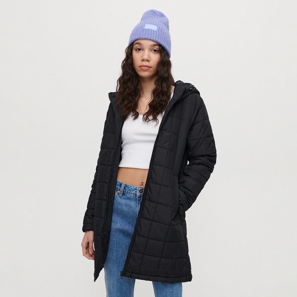 House House - Prošiveni kaput s kapuljačom - Crna