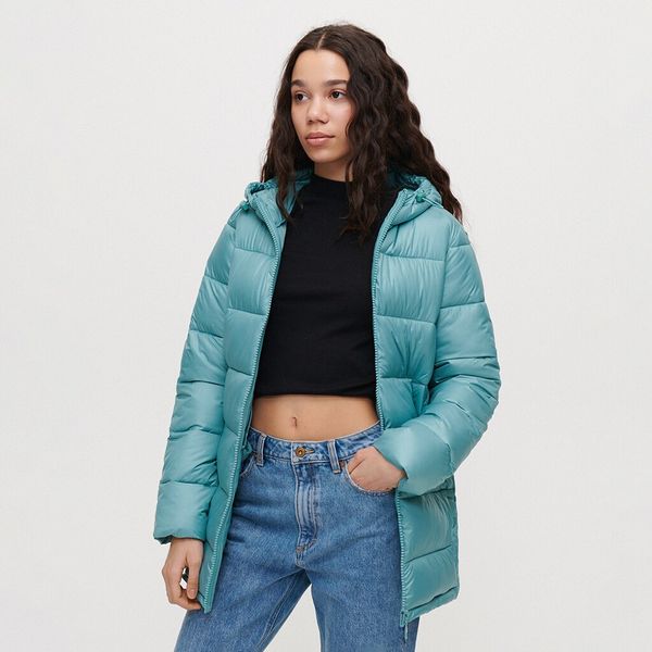 House House - Prošiveni kaput s kapuljačom - Tirkizna