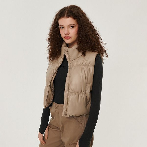 House House - Prošiveni prsluk od umjetne kože - Svijetlo siva