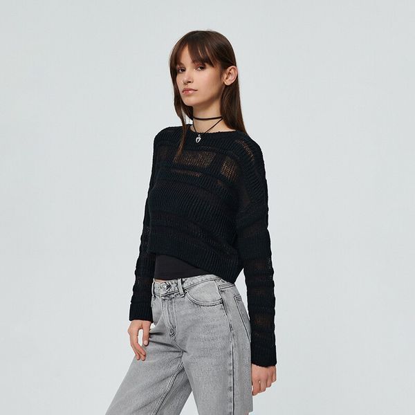 House House - Prugasti džemper - Crna