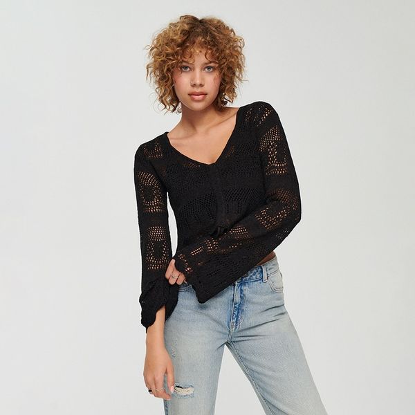 House House - Rupičasti džemper - Crna