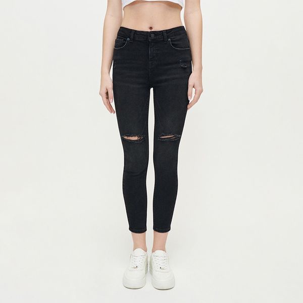 House House - Skinny traperice srednje visokog struka - Crna