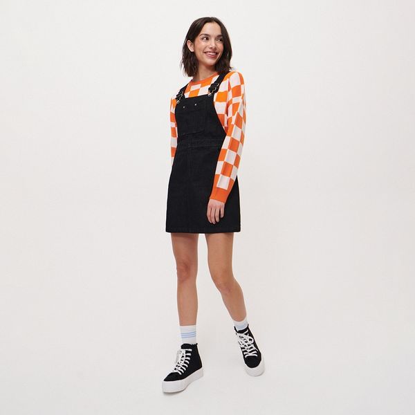 House House - Suknja od trapera s tregerima - Crna