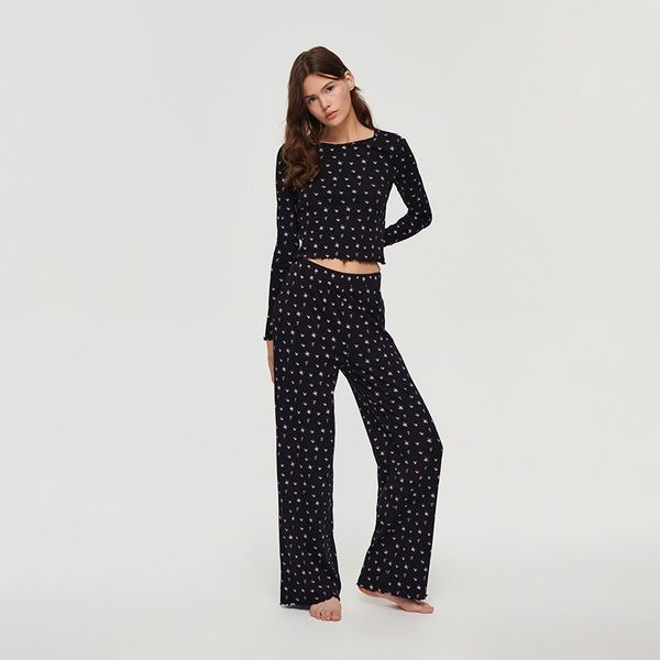 House House - Wide leg hlače - Crna