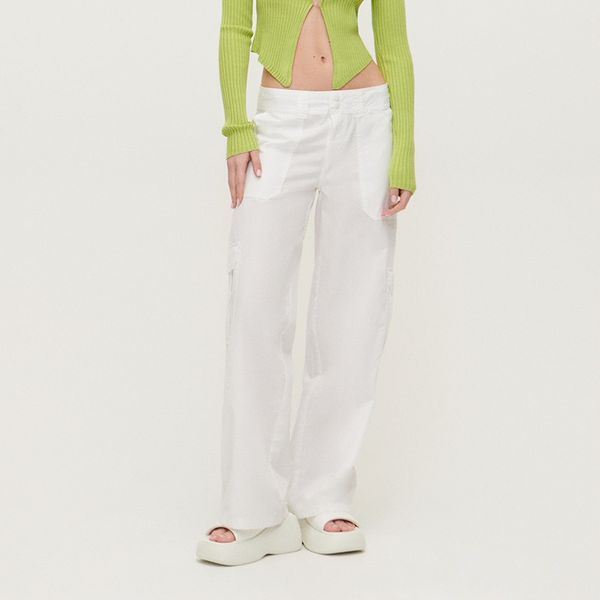 House House - Wide leg hlače s cargo džepovima - Bijela