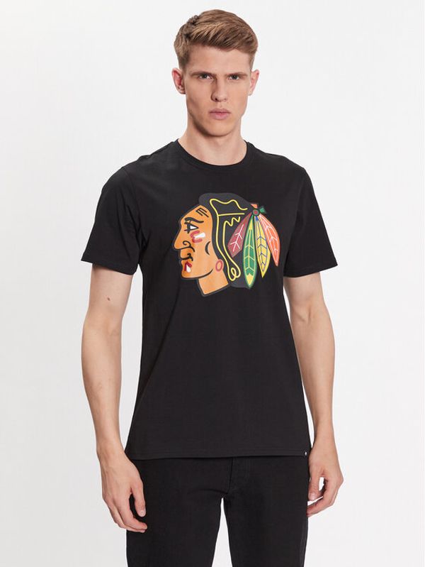 47 Brand 47 Brand T-shirt NHL Chicago Blackhawks Imprint '47 Echo Tee HH004TEMIME544230JK Crna Regular Fit