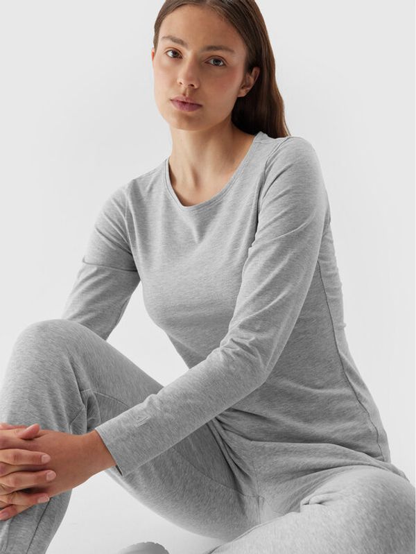 4F 4F Majica 4FAW23TLONF167 Siva Slim Fit