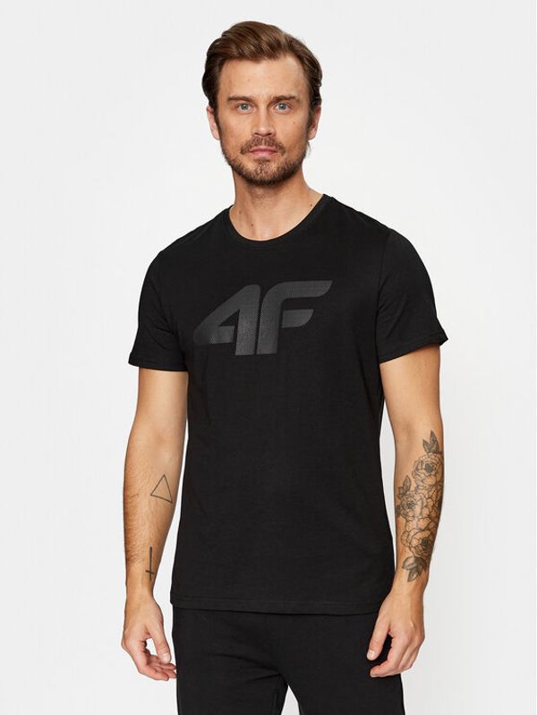 4F 4F T-shirt 4FAW23TTSHM0877 Crna Regular Fit