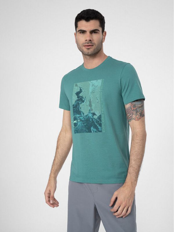 4F 4F T-shirt 4FSS23TTSHM485 Zelena Regular Fit