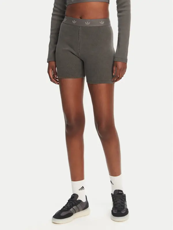 Adidas adidas Biciklističke hlače Ribbed Booty JC7554 Siva Slim Fit