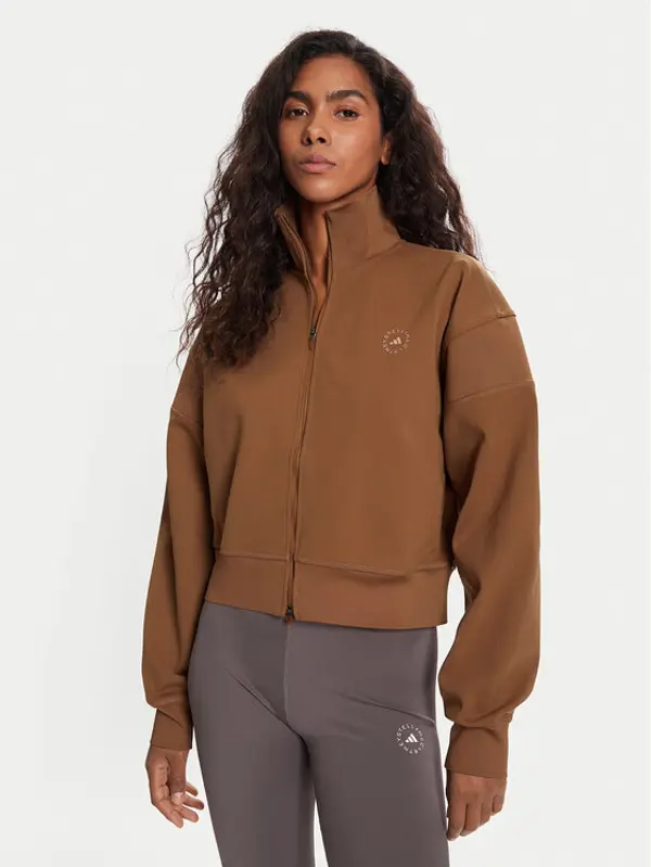 adidas by stella mccartney adidas by Stella McCartney Majica dugih rukava Knitted Track Top JX6782 Smeđa Regular Fit
