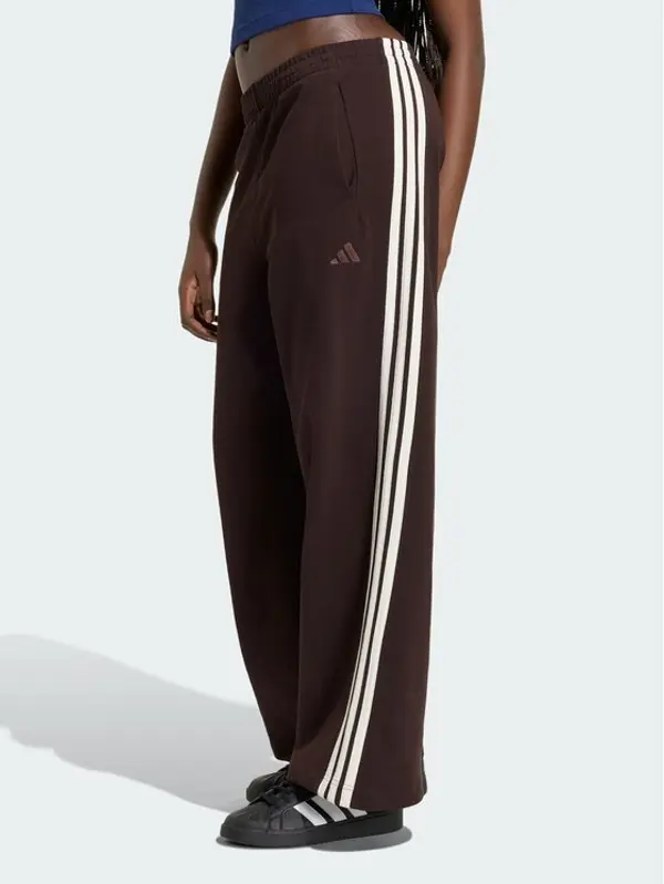 Adidas adidas Donji dio trenerke 3-Stripes KW7703 Tamno smeđa Wide Leg