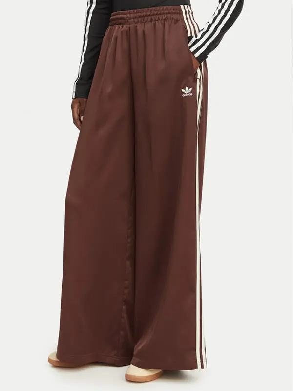 Adidas adidas Donji dio trenerke adicolor Satin KD2541 Smeđa Wide Leg