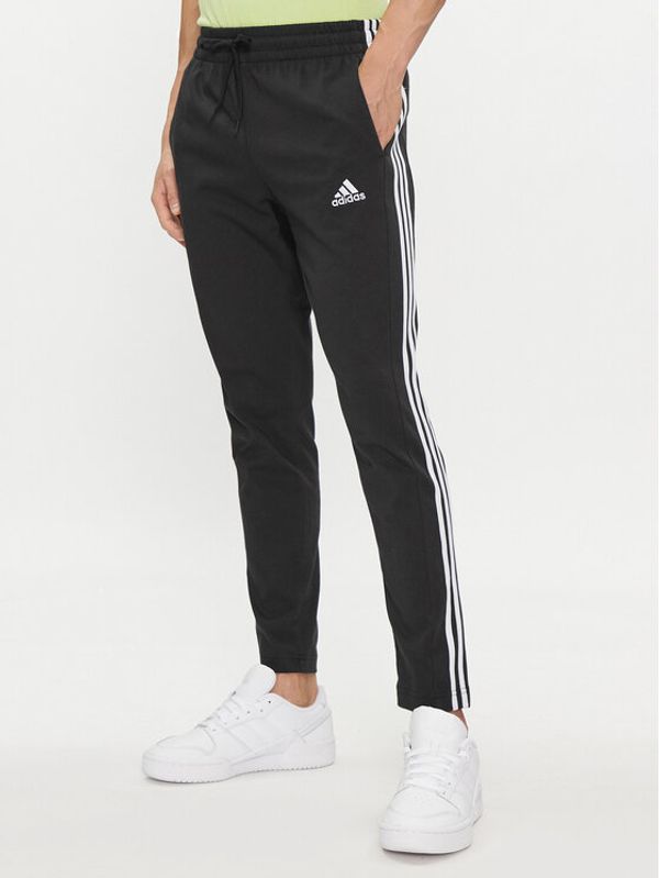 adidas adidas Donji dio trenerke Essentials Single Jersey Tapered Open Hem 3-Stripes Joggers IC0044 Crna Regular Fit