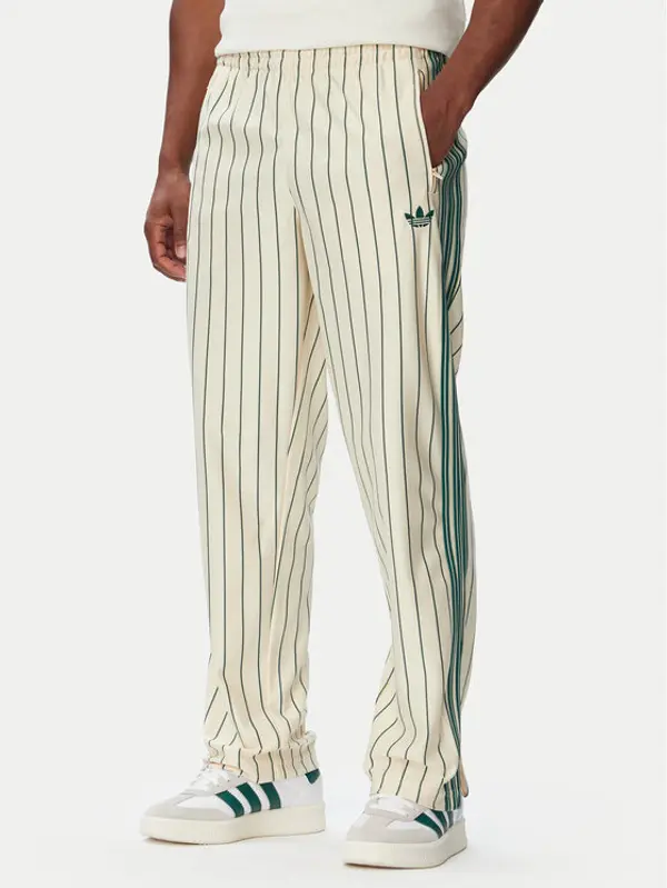 Adidas adidas Donji dio trenerke Firebird Pinstripes KT4300 Krem Regular Fit