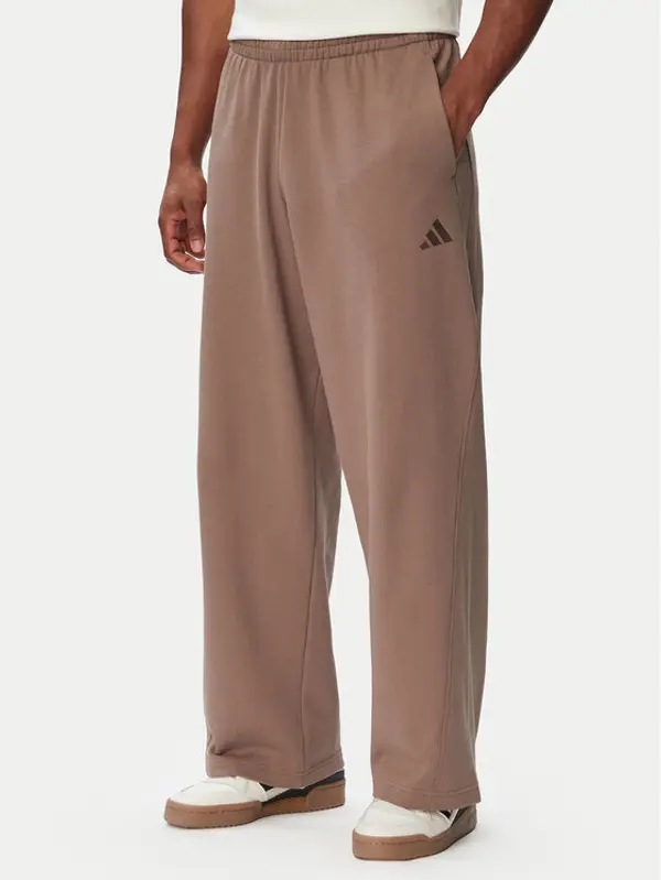 Adidas adidas Donji dio trenerke Kit Small Logo Wide KW2339 Bež Relaxed Fit
