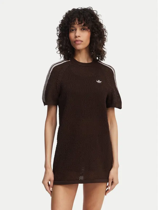 Adidas adidas Džemper haljina Knitted Crochet KE0203 Smeđa Loose Fit
