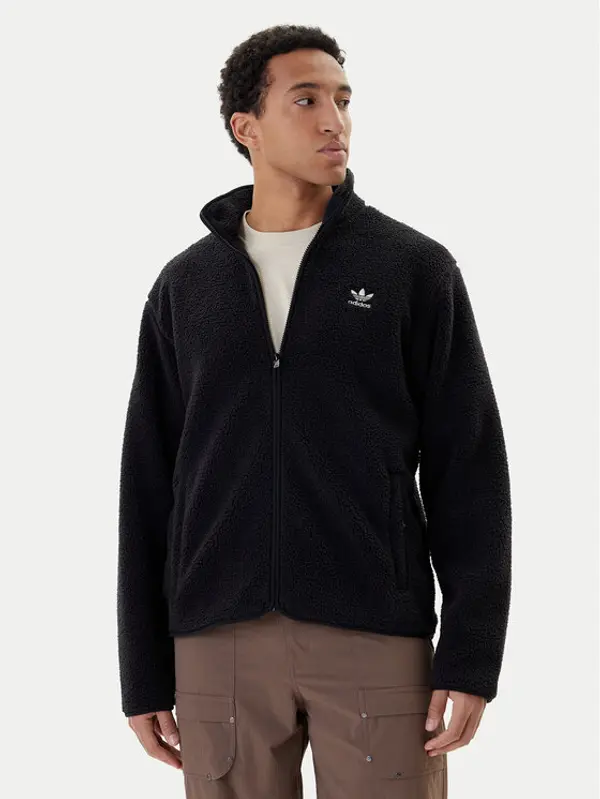 Adidas adidas Flis Trefoil Essentials Teddy JV7676 Crna Loose Fit