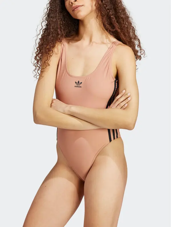 Adidas adidas Kupaći kostim Adicolor 3-Stripes Swimsuit IC2282 Smeđa Slim Fit