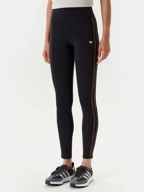Adidas adidas Leggings Leopard 3-Stripes JW7307 Crna Slim Fit