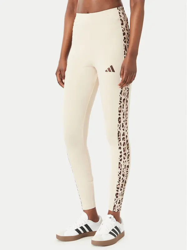 Adidas adidas Leggings Seasonal Essentials Animal Print 3-Stripes KR7619 Svijetlo bež Slim Fit