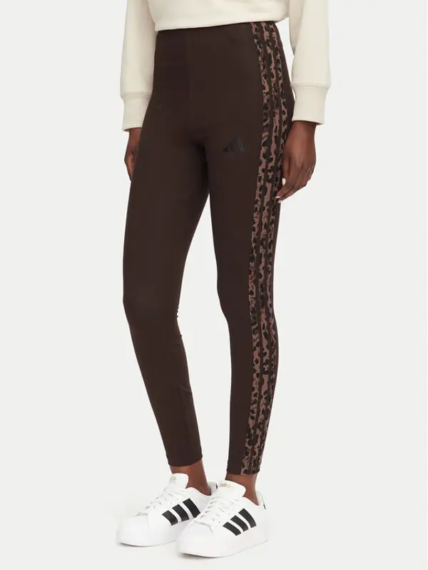 Adidas adidas Leggings Seasonal Essentials Animal Print 3-Stripes KV9302 Smeđa Slim Fit