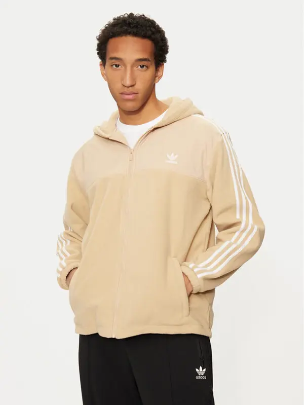 Adidas adidas Majica dugih rukava adicolor 3-Stripes Teddy IZ2487 Bež Regular Fit