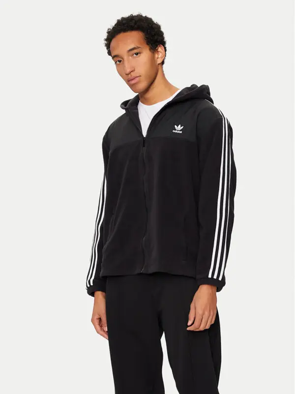 Adidas adidas Majica dugih rukava adicolor 3-Stripes Teddy IZ4802 Crna Regular Fit