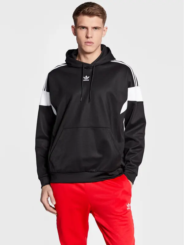 Adidas adidas Majica dugih rukava Adicolor Classics Cut Line Hoodie HS2065 Crna Loose Fit