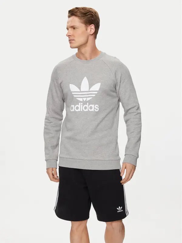 Adidas adidas Majica dugih rukava Adicolor Classics Trefoil Crewneck Sweatshirt IA4857 Siva Regular Fit