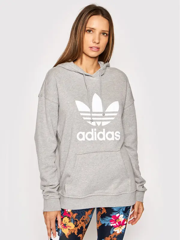 Adidas adidas Majica dugih rukava adicolor Trefoil H33589 Siva Relaxed Fit